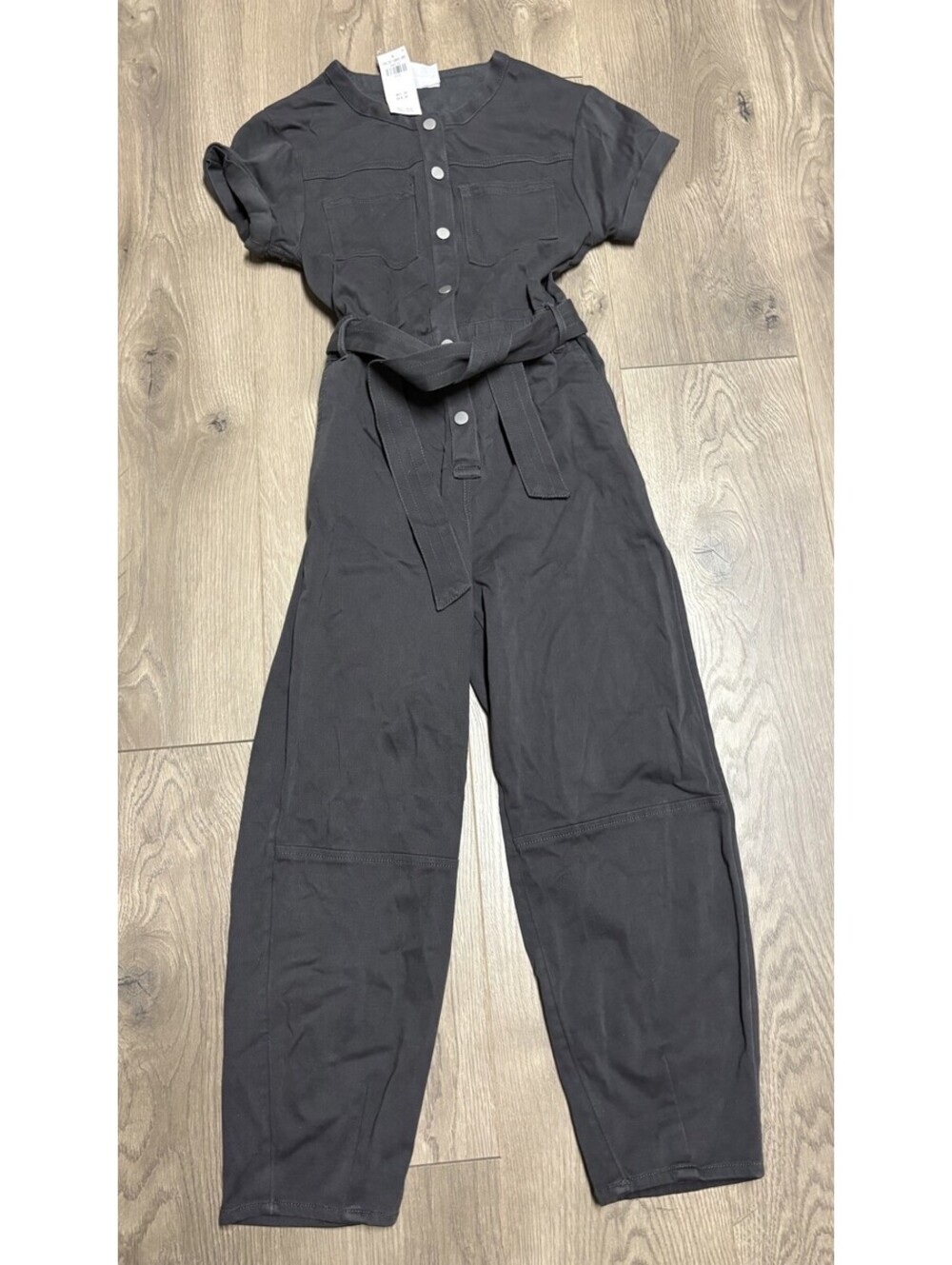 Abercrombie Kids Girls Utility Jumpsuit Gray Short Sleeve Button Front 11/12 NWT